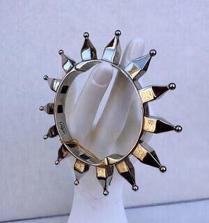 Mawi London Silver Tone Spiked Statement Bangle Bracelet Punk Glam Runway Nwt